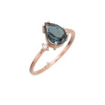 Δαχτυλίδι χρυσό με London blue topaz και διαμάντια 